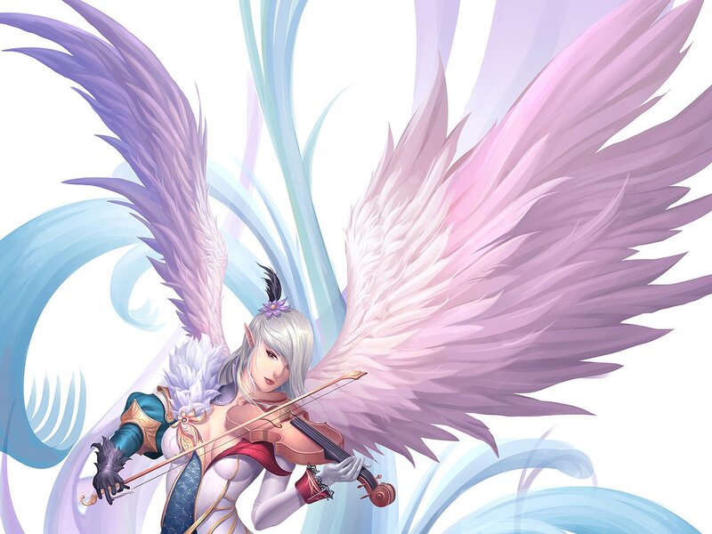 Angelic Woman Playing Violin — Purple