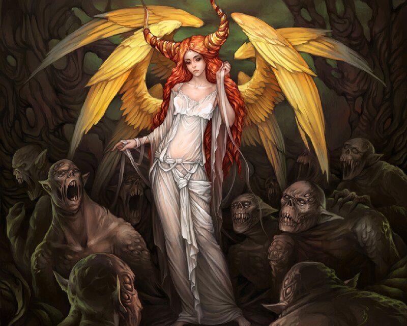 Angelic Woman with Demons