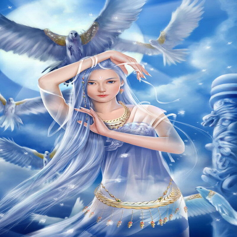 angelic woman with doves