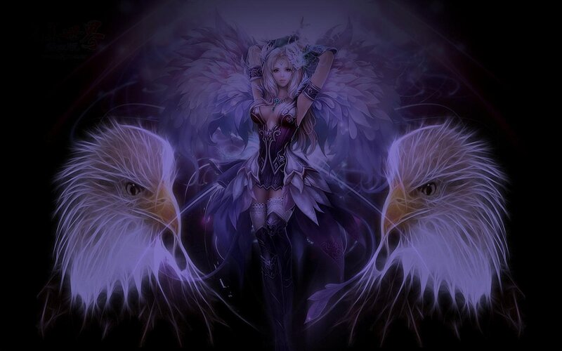 Angelic Woman with Eagles