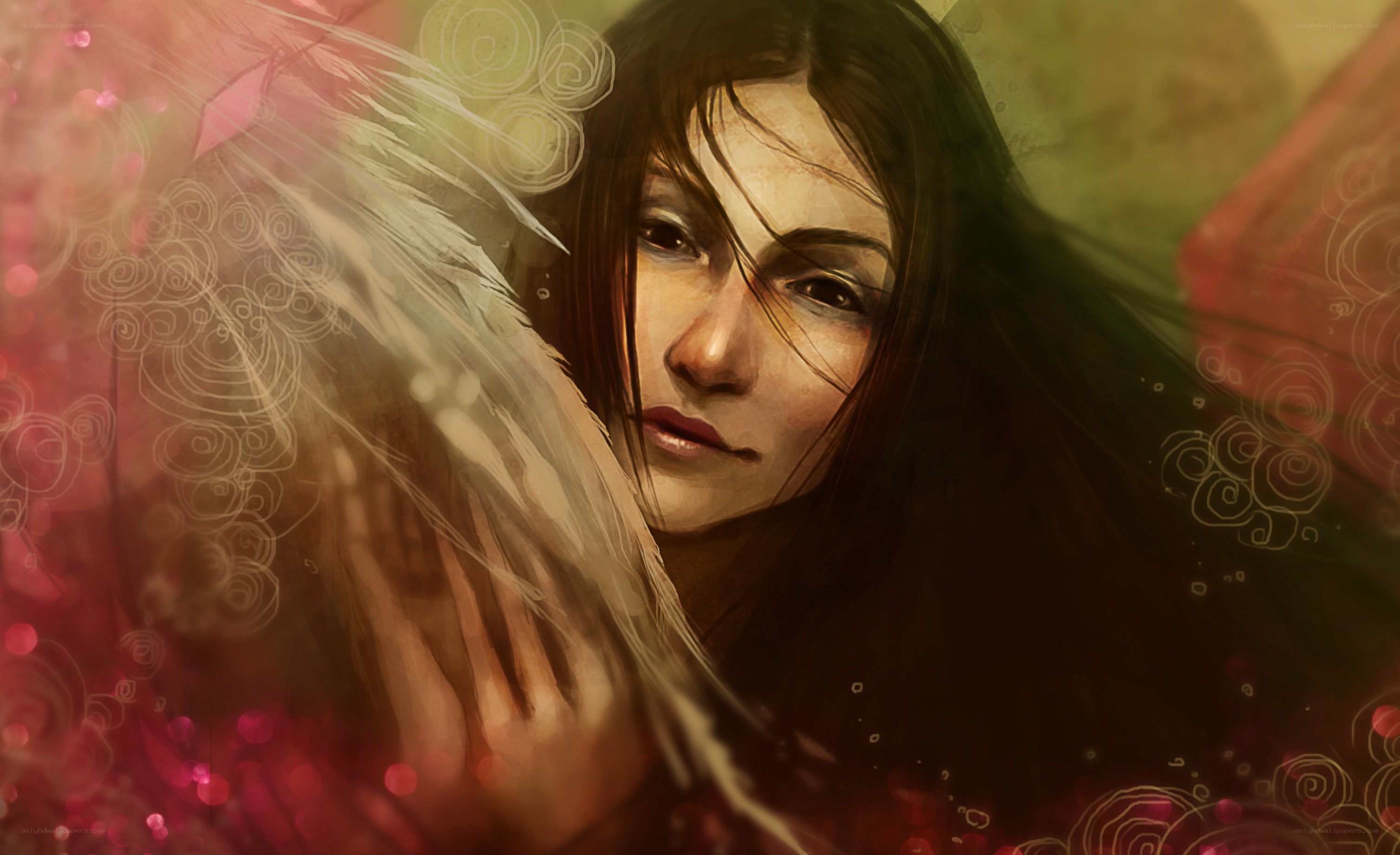 angelic woman with feather