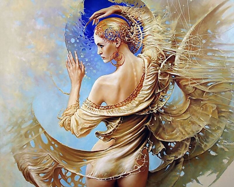 angelic woman with golden wings