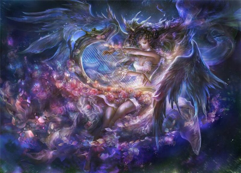 Angelic Woman with Harp
