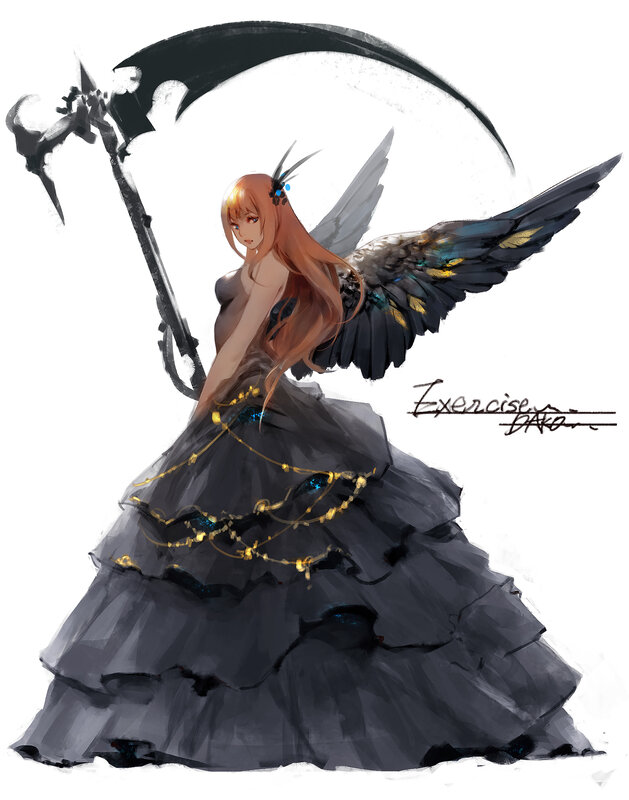 Angelic Woman with Scythe — Black