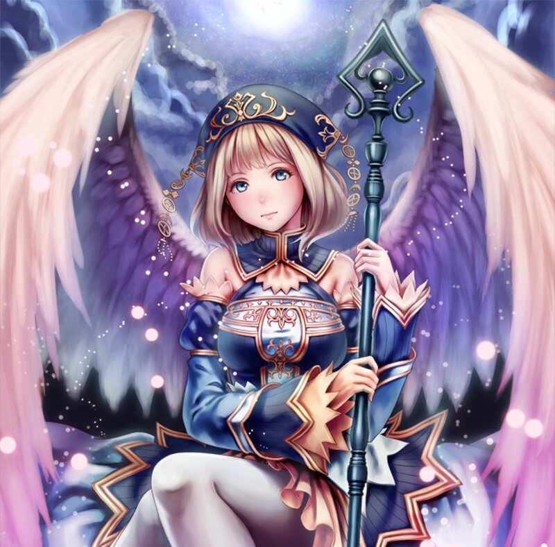 Angelic Woman with Staff — Blue