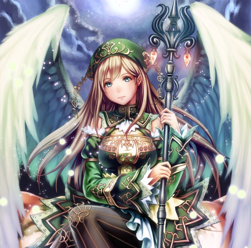 Angelic Woman with Staff — Green