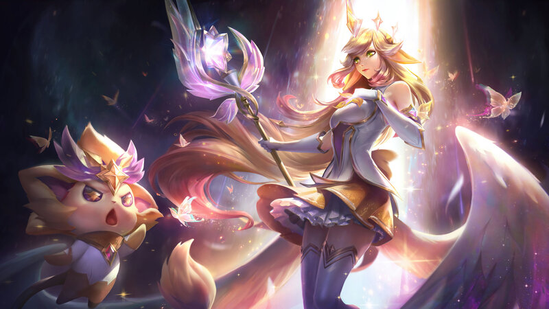 Angelic Woman with Staff — Purple, Dramatic