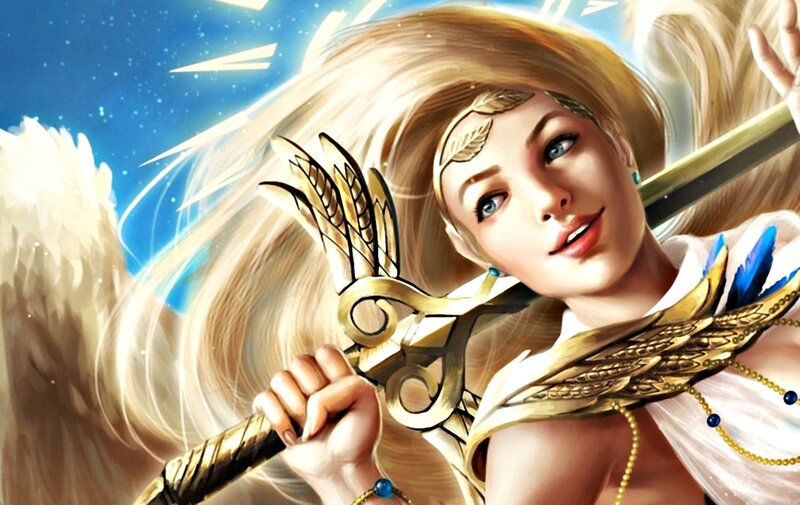 Angelic Woman with Sword — Gold