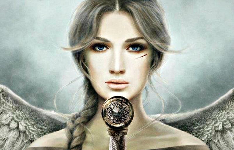 Angelic Woman with Sword — Gray