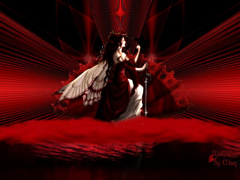 Angelic Woman with Sword — Red