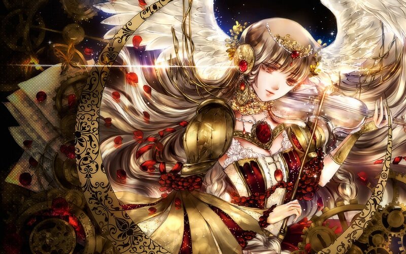 Angelic Woman with Violin — Gold