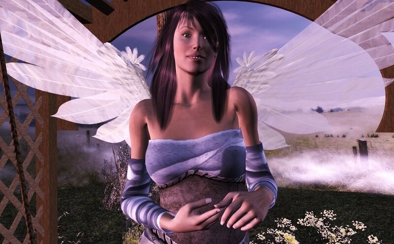 angelic woman with white wings