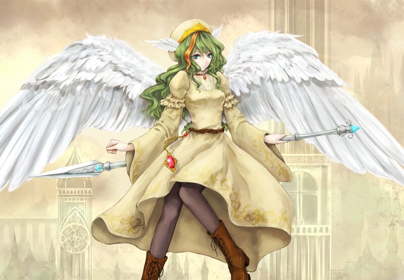 Angelic Woman with Wings — Beige, Dramatic