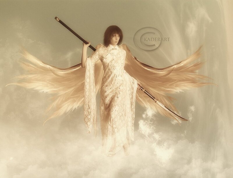 Angelic Woman with Wings — Beige