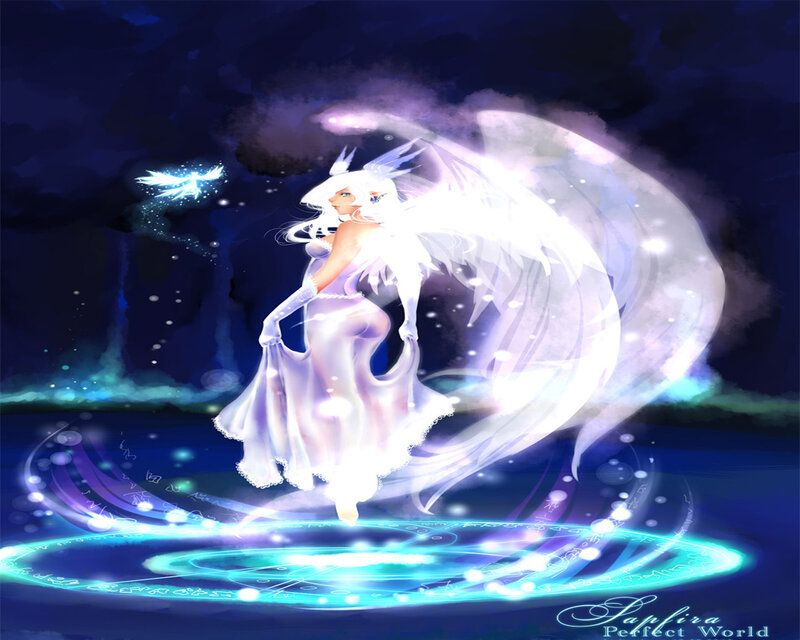 Angelic Woman with Wings — Blue, Serene