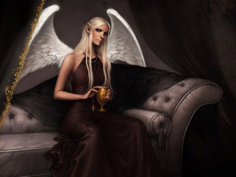 Angelic Woman with Wings — Brown, Dramatic