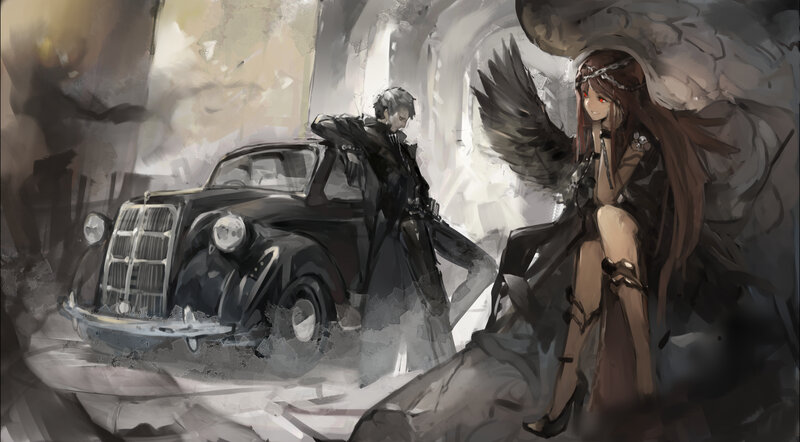 Angelic Woman with Wings — Gray, Dramatic