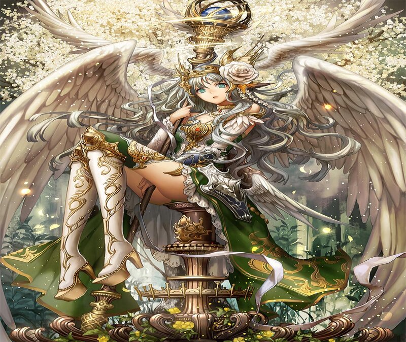 Angelic Woman with Wings — Green, Serene, Spring