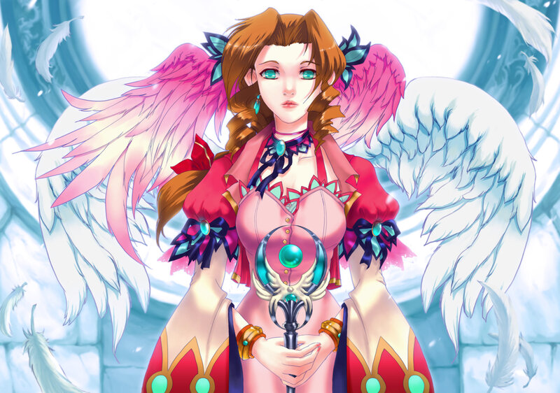 Angelic Woman with Wings — Pink, Serene