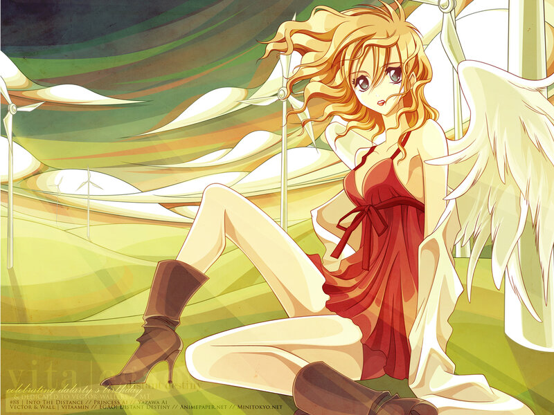 Angelic Woman with Wings — Red, Serene