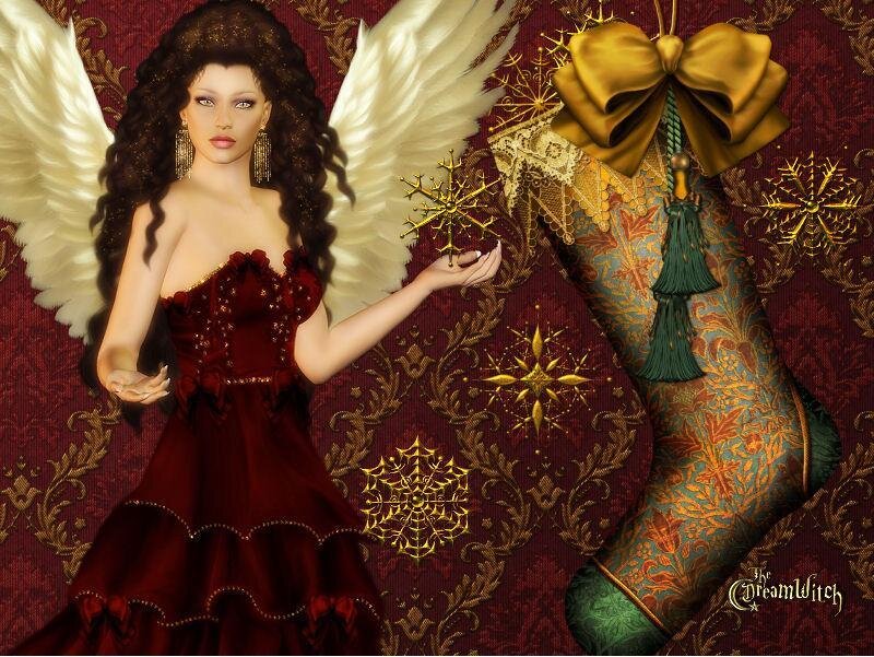 Angelic Woman with Wings — Red