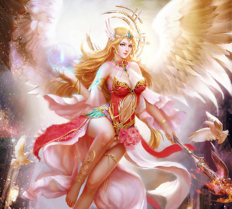 Angelic Woman with Wings — White, Divine
