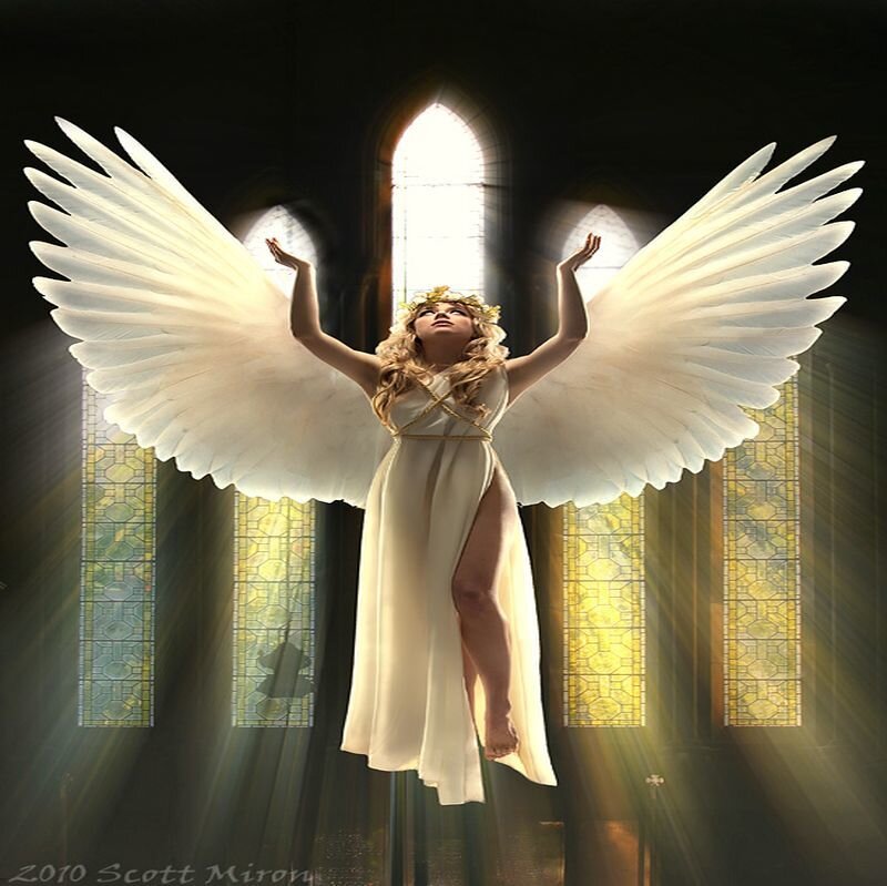 Angelic Woman with Wings — White, Dramatic, Day