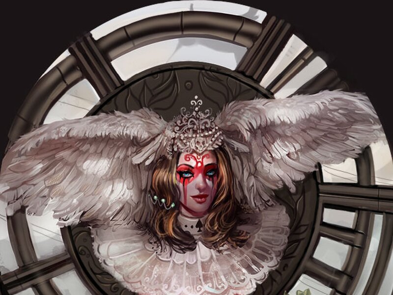 Angelic Woman with Wings — White, Dramatic, Digital Art, Crown