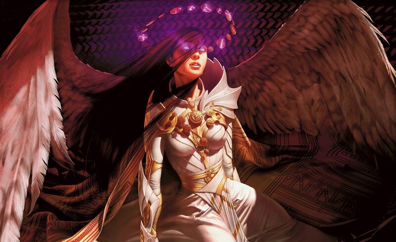 Angelic Woman with Wings — White, Dramatic, Digital Art, Long Hair