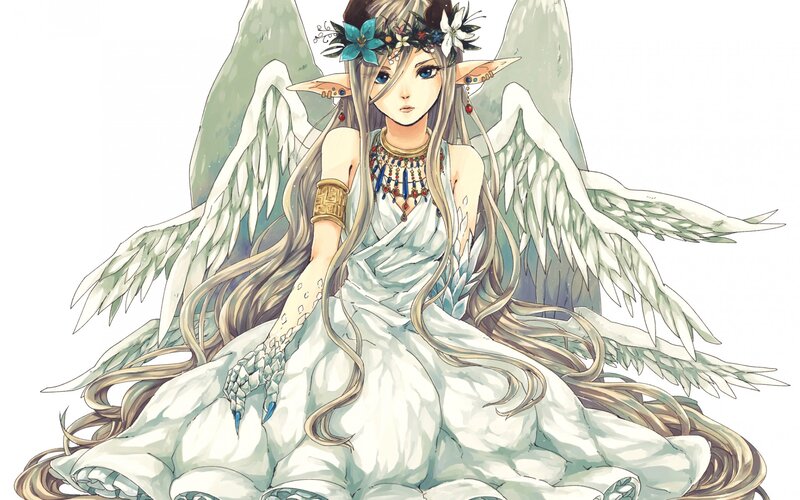 Angelic Woman with Wings — White, Serene, Manga