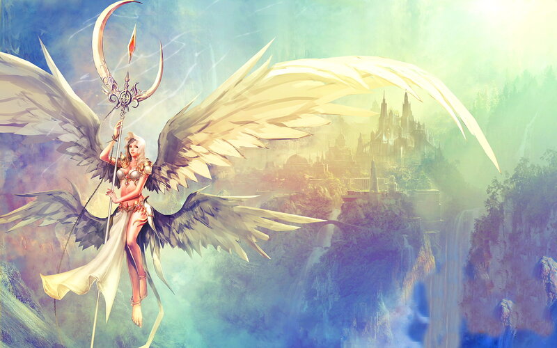 Angelic Woman with Wings — White, Serene, Morning