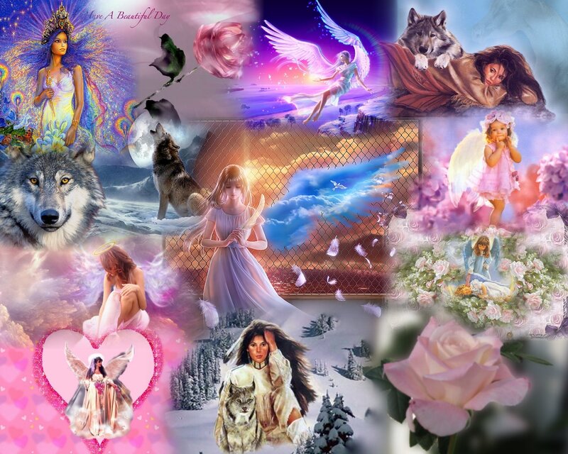 Angelic Woman with Wolves