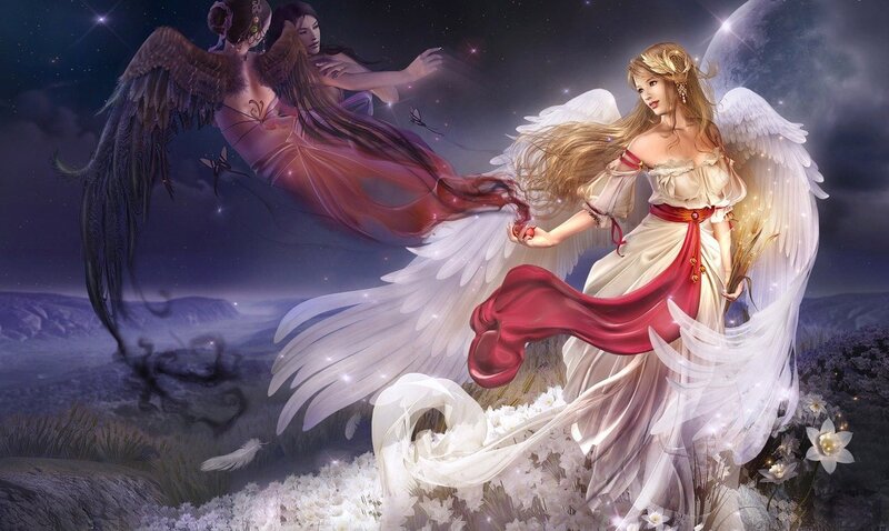 Angelic Women in Night Sky