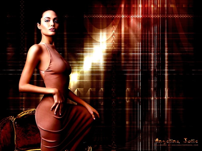 Angelina Jolie in a brown dress