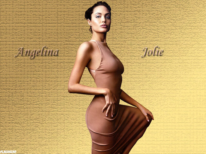 Angelina Jolie in a brown dress