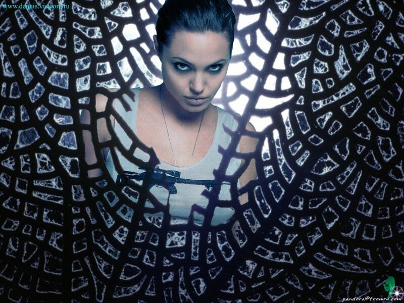 Angelina Jolie in a web pattern