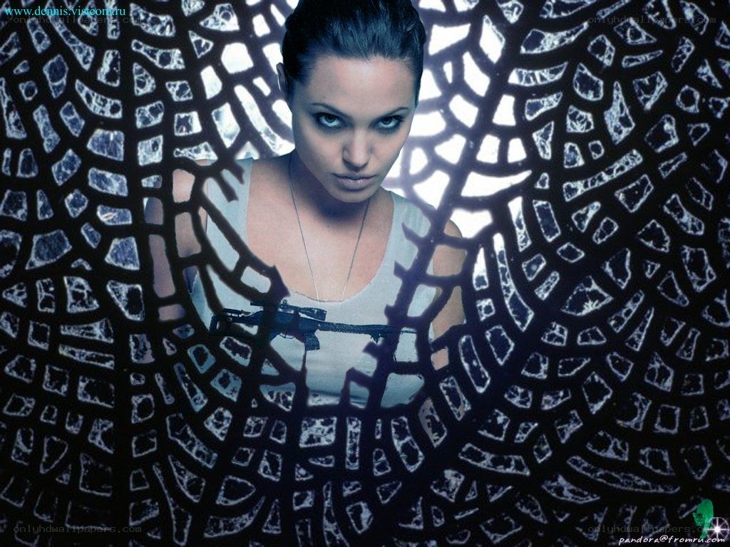 Angelina Jolie in a web pattern