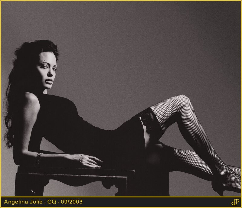 Angelina Jolie in black and white