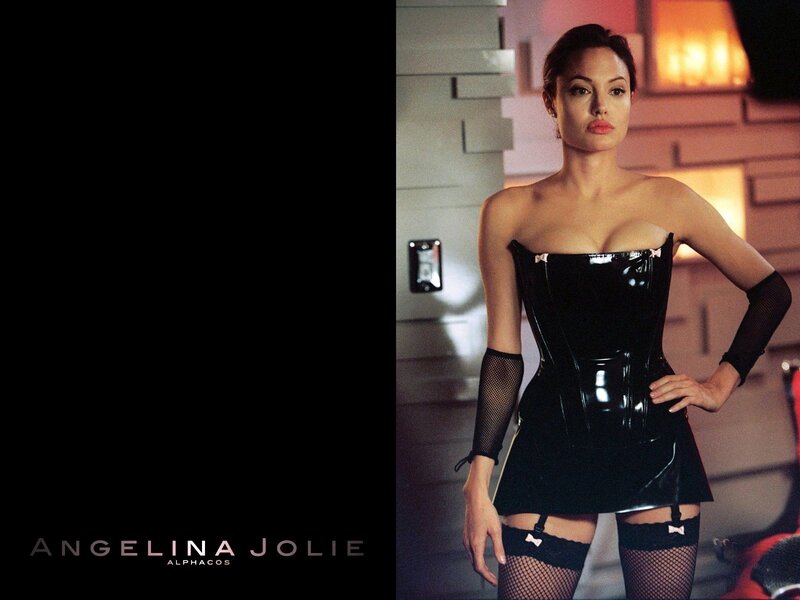 Angelina Jolie in black corset