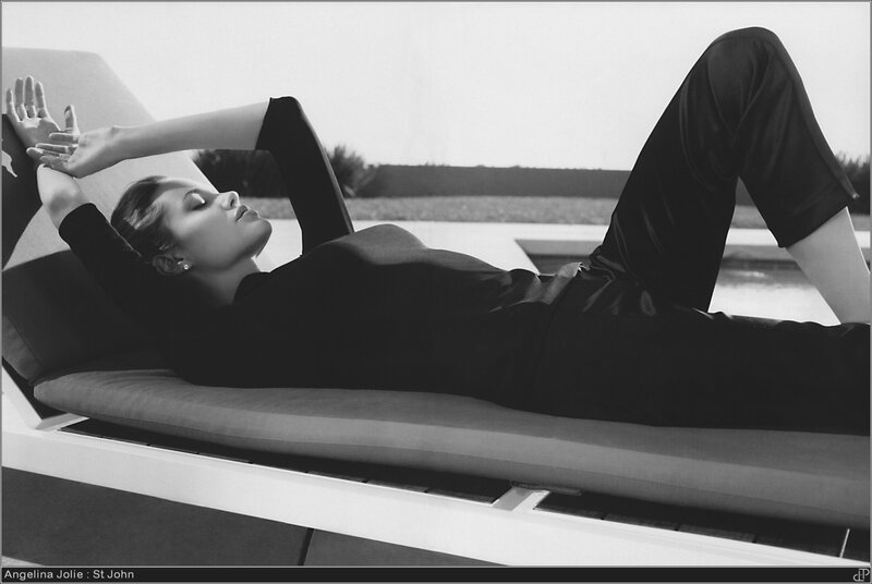 Angelina Jolie on a lounge chair
