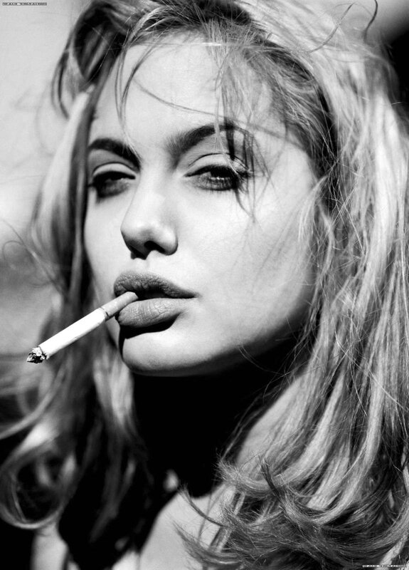 Angelina Jolie smoking cigarette