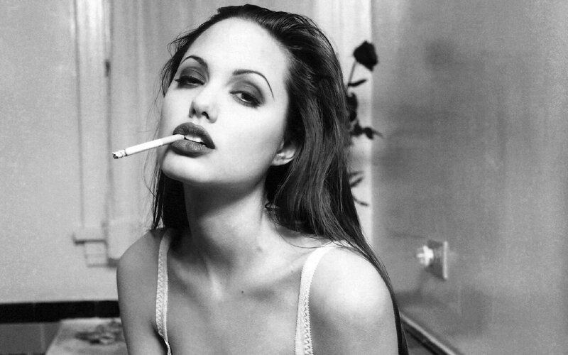 Angelina Jolie smoking cigarette