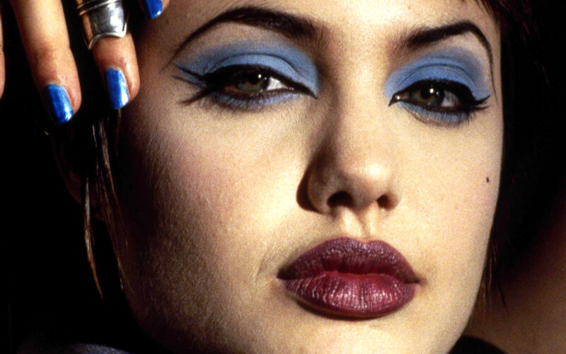 Angelina Jolie with blue makeup