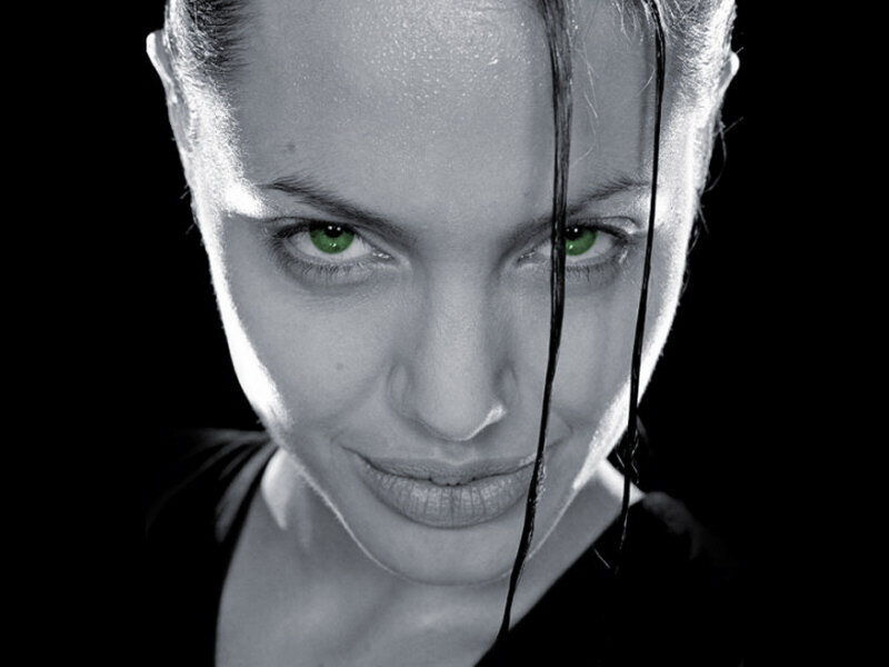 Angelina Jolie with green eyes