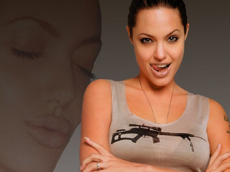Angelina Jolie with gun graphic
