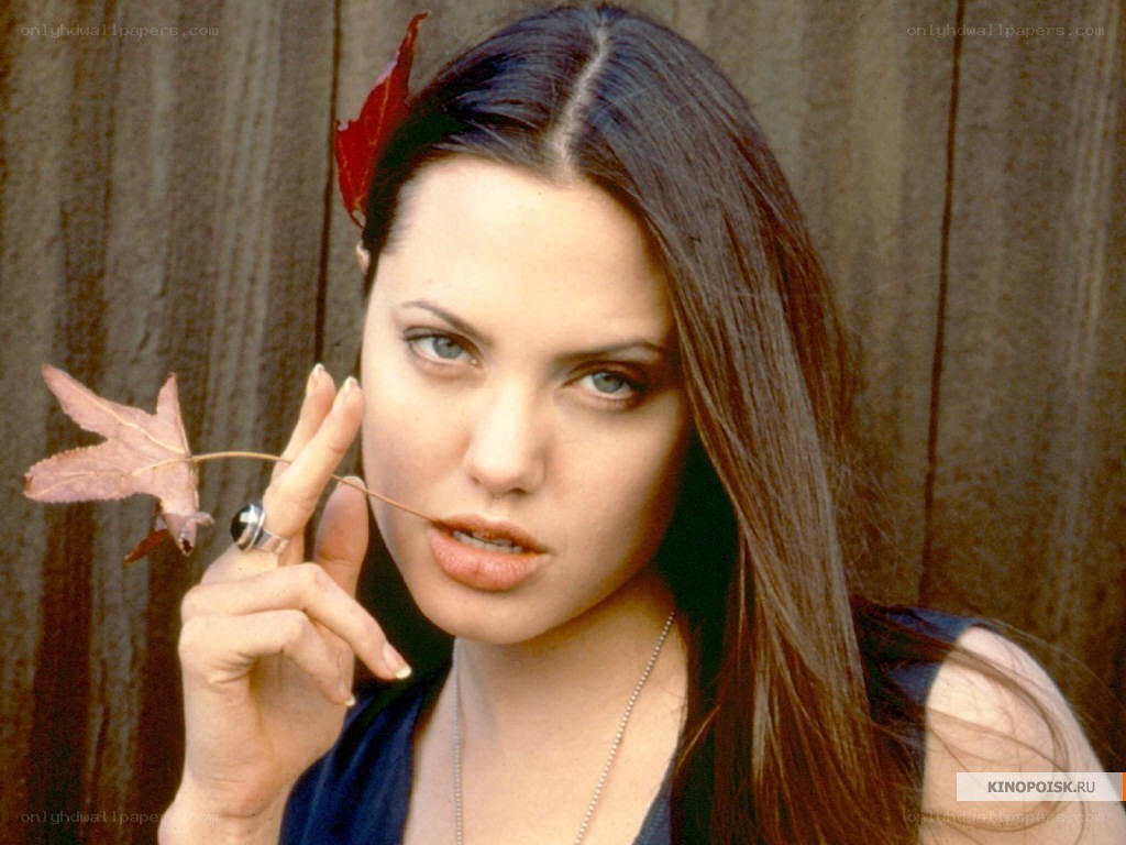 Angelina Jolie with leaf