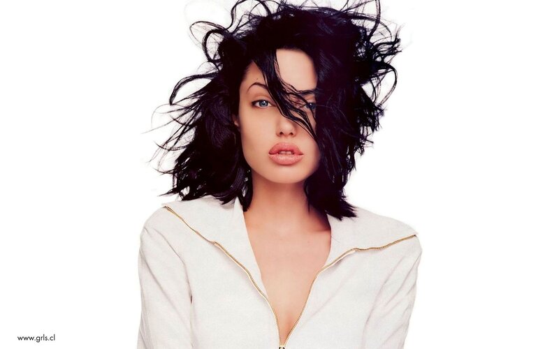 Angelina Jolie with windswept hair
