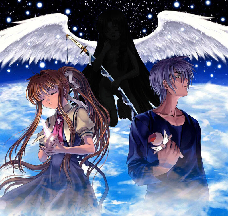 angels and sword in the sky