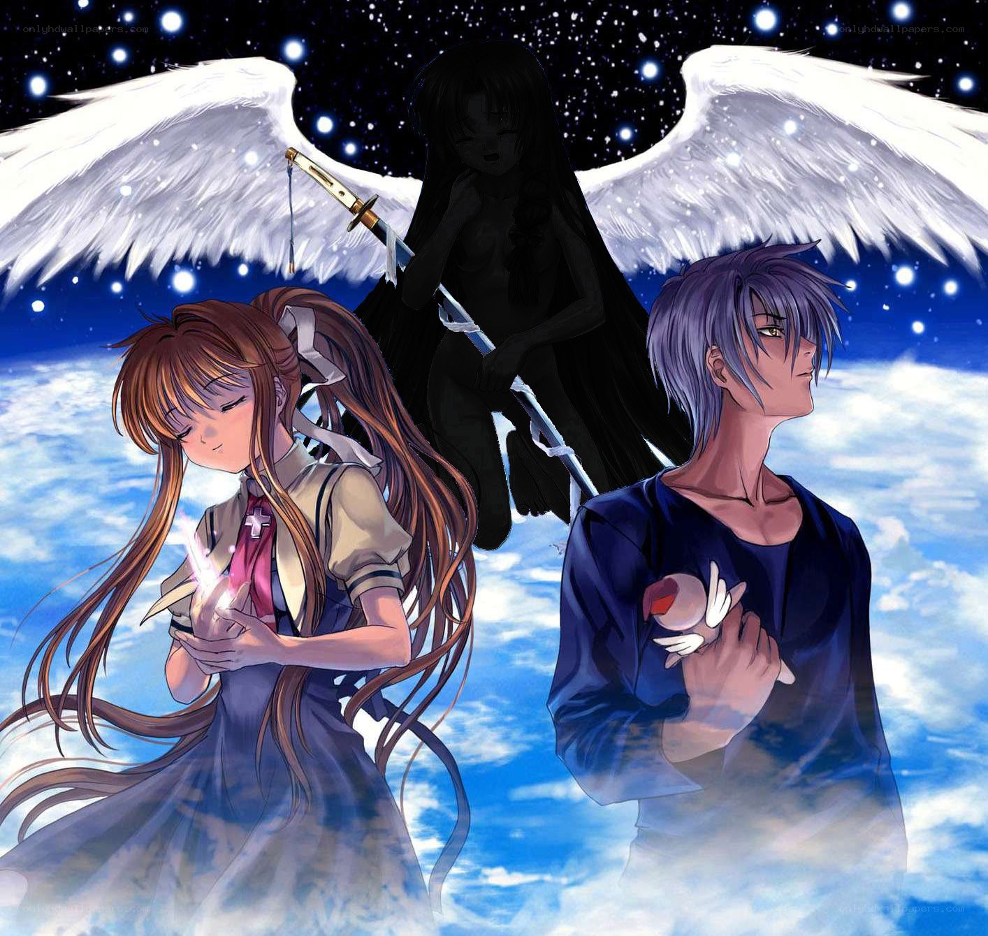 angels and sword in the sky