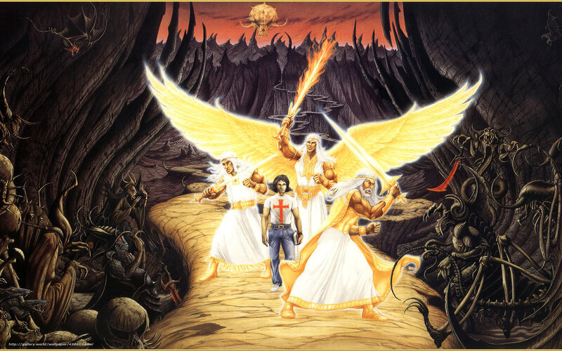 angels confront evil in hell